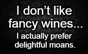 I don’t like fancy wines... I actually prefer delightful moans. | image tagged in wine,drinking | made w/ Imgflip meme maker