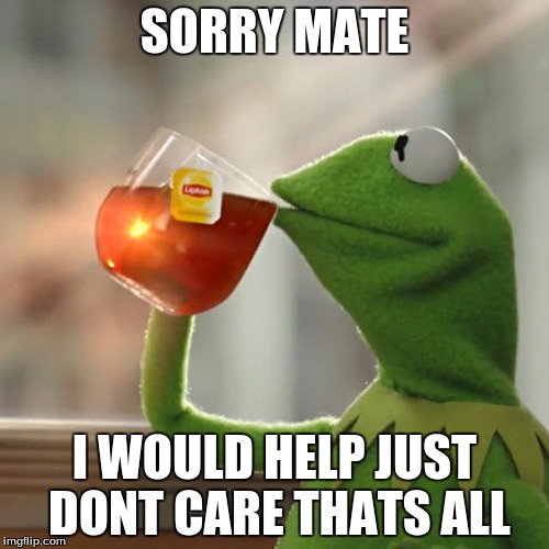 But That's None Of My Business Meme | SORRY MATE; I WOULD HELP JUST DONT CARE THATS ALL | image tagged in memes,but thats none of my business,kermit the frog | made w/ Imgflip meme maker