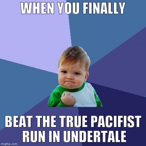 Success Kid | WHEN YOU FINALLY; BEAT THE TRUE PACIFIST RUN IN UNDERTALE | image tagged in memes,success kid | made w/ Imgflip meme maker