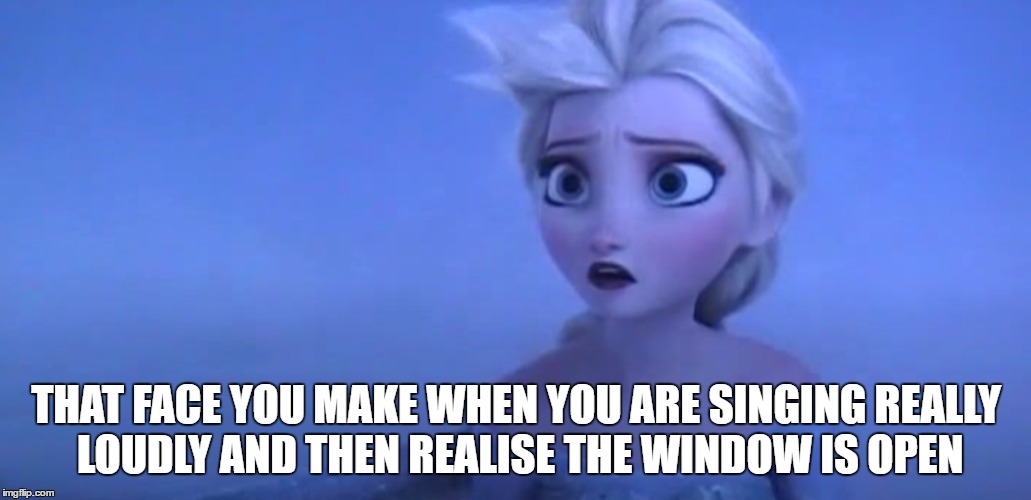 Realising window is open whilst singing ... | THAT FACE YOU MAKE WHEN YOU ARE SINGING REALLY LOUDLY AND THEN REALISE THE WINDOW IS OPEN | image tagged in that face you make when,singing,loudly,elsa,window,memes | made w/ Imgflip meme maker