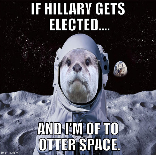 IF HILLARY GETS ELECTED.... AND I'M OF TO OTTER SPACE. | made w/ Imgflip meme maker