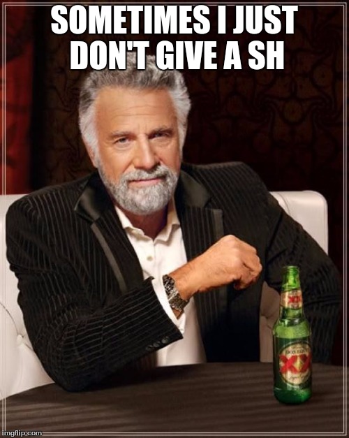 The Most Interesting Man In The World Meme | SOMETIMES I JUST DON'T GIVE A SH | image tagged in memes,the most interesting man in the world | made w/ Imgflip meme maker