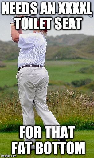 fat trump | NEEDS AN XXXXL TOILET SEAT; FOR THAT FAT BOTTOM | image tagged in fat trump | made w/ Imgflip meme maker