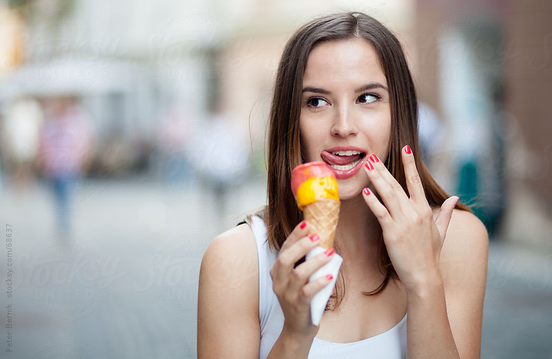 High Quality Ice cream girl Blank Meme Template