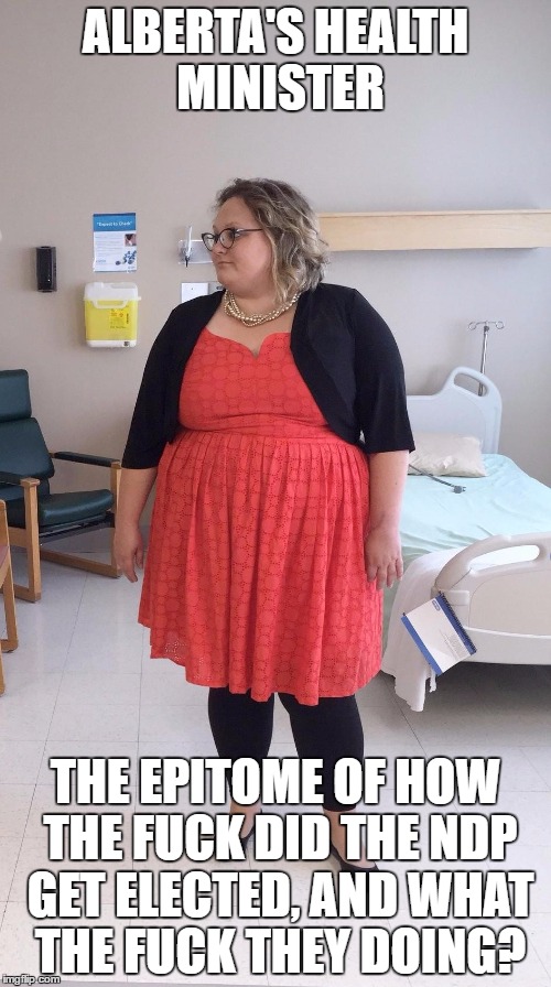 ALBERTA'S HEALTH MINISTER; THE EPITOME OF HOW THE FUCK DID THE NDP GET ELECTED, AND WHAT THE FUCK THEY DOING? | made w/ Imgflip meme maker