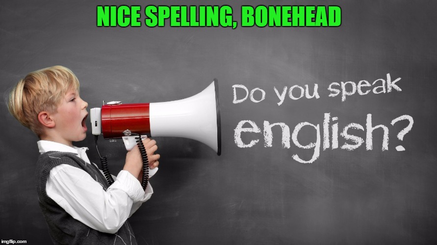 NICE SPELLING, BONEHEAD | made w/ Imgflip meme maker