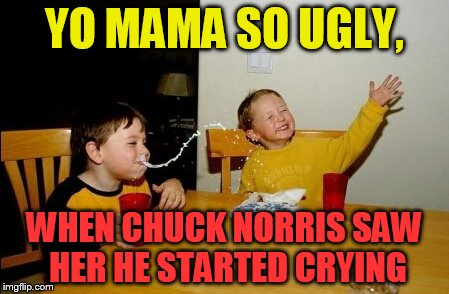 Yo Mamas So Fat | YO MAMA SO UGLY, WHEN CHUCK NORRIS SAW HER HE STARTED CRYING | image tagged in memes,yo mamas so fat | made w/ Imgflip meme maker