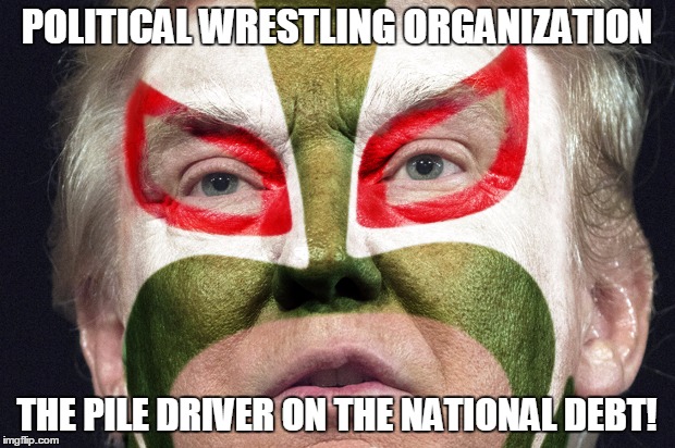 p.W.o.: POLITICAL WRESTLING ORGANIZATION | POLITICAL WRESTLING ORGANIZATION; THE PILE DRIVER ON THE NATIONAL DEBT! | image tagged in pwo political wrestling organization | made w/ Imgflip meme maker