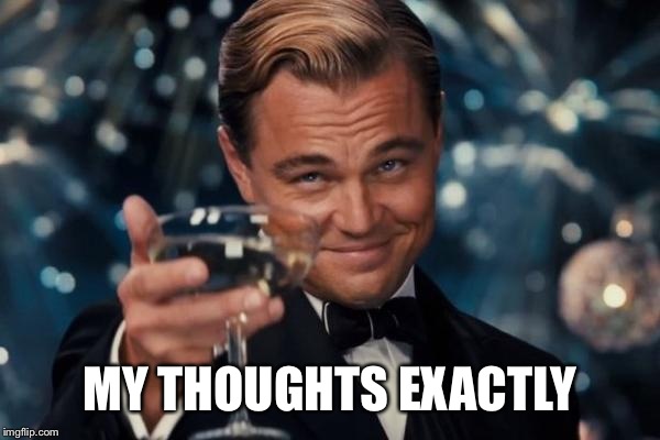 Leonardo Dicaprio Cheers Meme | MY THOUGHTS EXACTLY | image tagged in memes,leonardo dicaprio cheers | made w/ Imgflip meme maker