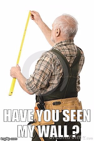 HAVE YOU SEEN MY WALL ? | image tagged in hide the pain harold,harold,harold wall,wall,have you seen | made w/ Imgflip meme maker