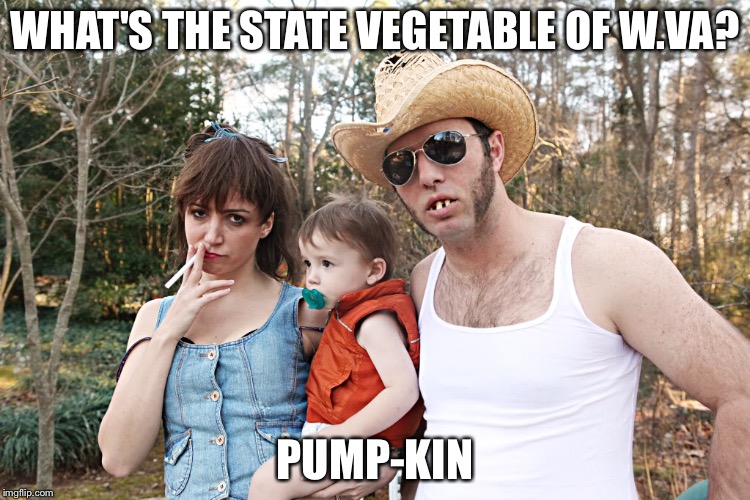 In honor of Autumn... | WHAT'S THE STATE VEGETABLE OF W.VA? PUMP-KIN | image tagged in autumn,west virginia | made w/ Imgflip meme maker