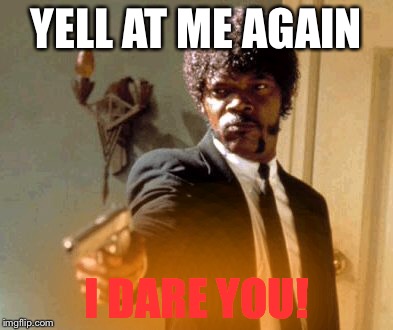 Say That Again I Dare You Meme | YELL AT ME AGAIN I DARE YOU! | image tagged in memes,say that again i dare you | made w/ Imgflip meme maker
