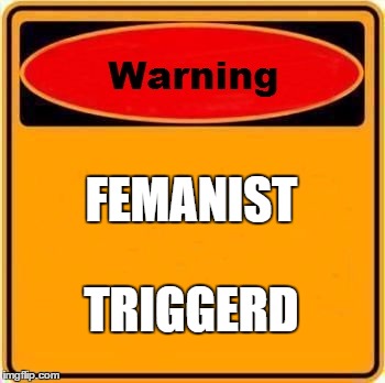 Warning Sign | FEMANIST; TRIGGERD | image tagged in memes,warning sign | made w/ Imgflip meme maker