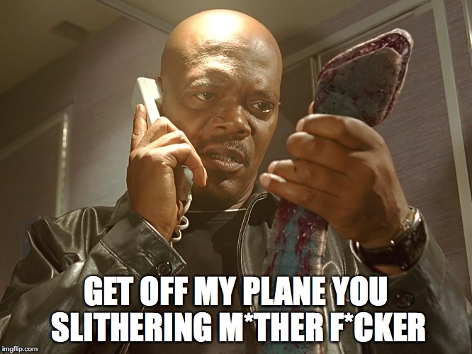 GET OFF MY PLANE YOU SLITHERING M*THER F*CKER | made w/ Imgflip meme maker