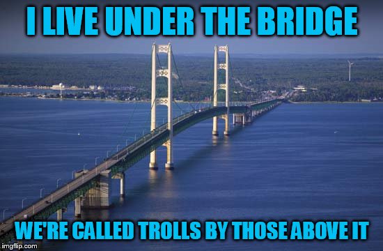 I LIVE UNDER THE BRIDGE WE'RE CALLED TROLLS BY THOSE ABOVE IT | made w/ Imgflip meme maker