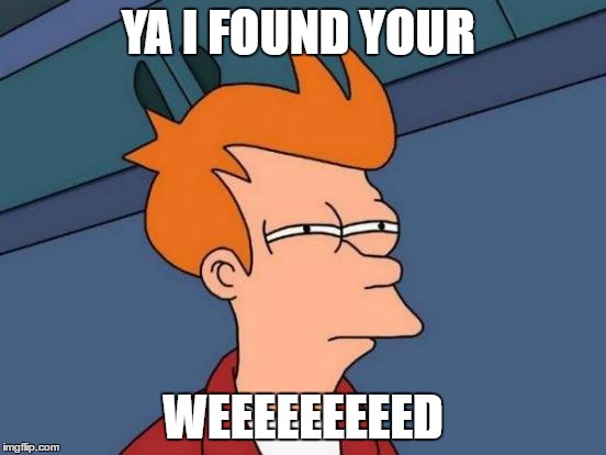 Futurama Fry | YA I FOUND YOUR; WEEEEEEEEED | image tagged in memes,futurama fry | made w/ Imgflip meme maker