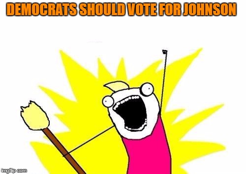 X All The Y Meme | DEMOCRATS SHOULD VOTE FOR JOHNSON | image tagged in memes,x all the y | made w/ Imgflip meme maker