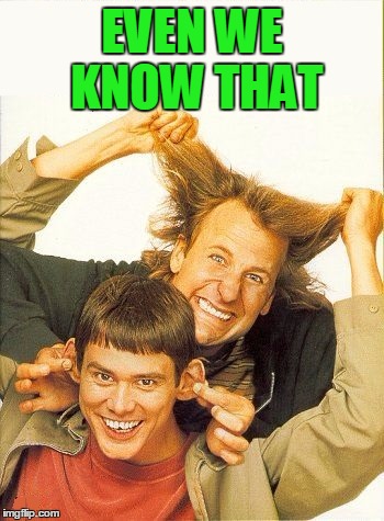 DUMB and dumber | EVEN WE KNOW THAT | image tagged in dumb and dumber | made w/ Imgflip meme maker