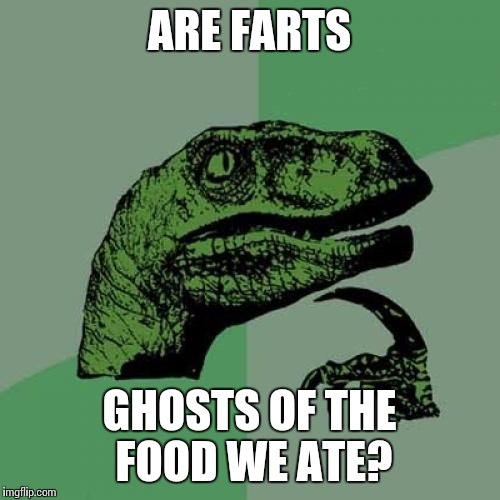 Philosoraptor Meme | ARE FARTS; GHOSTS OF THE FOOD WE ATE? | image tagged in memes,philosoraptor | made w/ Imgflip meme maker