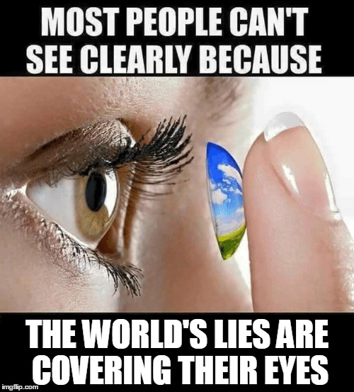 Living in a world of organized chaos... | THE WORLD'S LIES ARE COVERING THEIR EYES | image tagged in biblical,the world | made w/ Imgflip meme maker