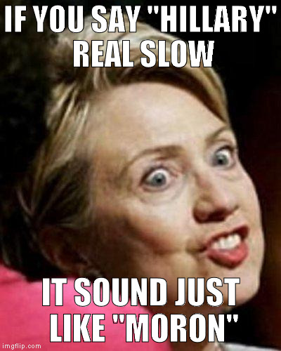Hillary Clinton Fish | IF YOU SAY "HILLARY" REAL SLOW; IT SOUND JUST LIKE "MORON" | image tagged in hillary clinton fish | made w/ Imgflip meme maker