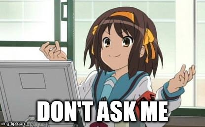 Haruhi Computer | DON'T ASK ME | image tagged in haruhi computer | made w/ Imgflip meme maker