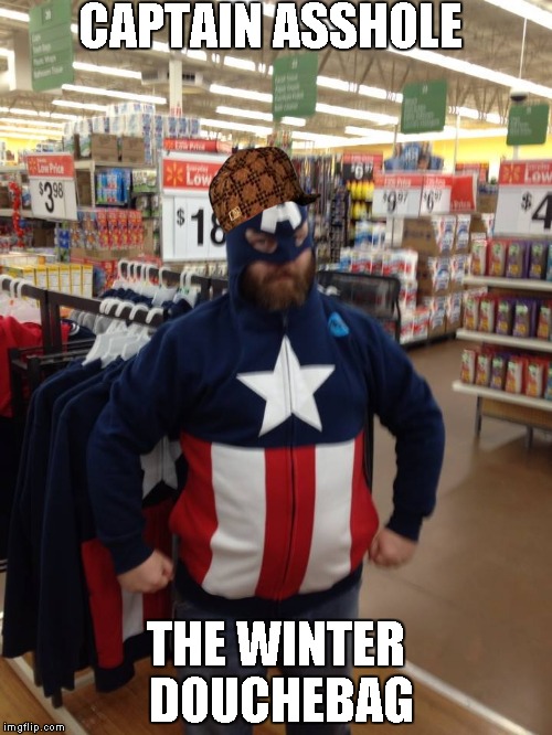 CAPTAIN ASSHOLE; THE WINTER DOUCHEBAG | image tagged in captain america | made w/ Imgflip meme maker