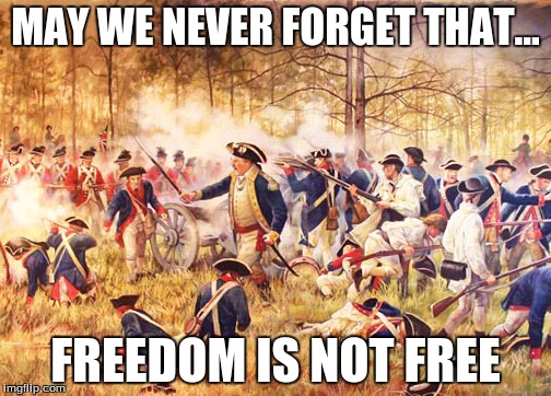 Revolutionary War | MAY WE NEVER FORGET THAT... FREEDOM IS NOT FREE | image tagged in revolutionary war | made w/ Imgflip meme maker