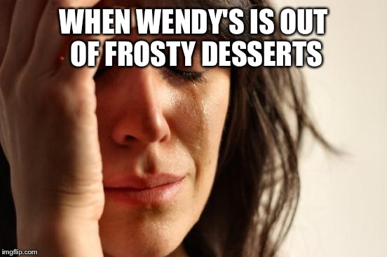 First World Problems Meme | WHEN WENDY'S IS OUT OF FROSTY DESSERTS | image tagged in memes,first world problems | made w/ Imgflip meme maker