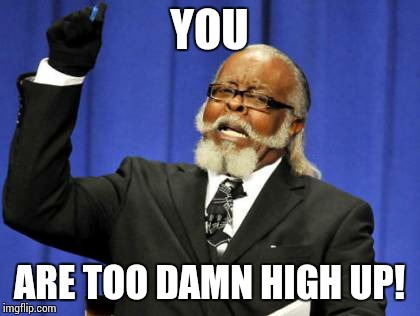 Too Damn High Meme | YOU ARE TOO DAMN HIGH UP! | image tagged in memes,too damn high | made w/ Imgflip meme maker