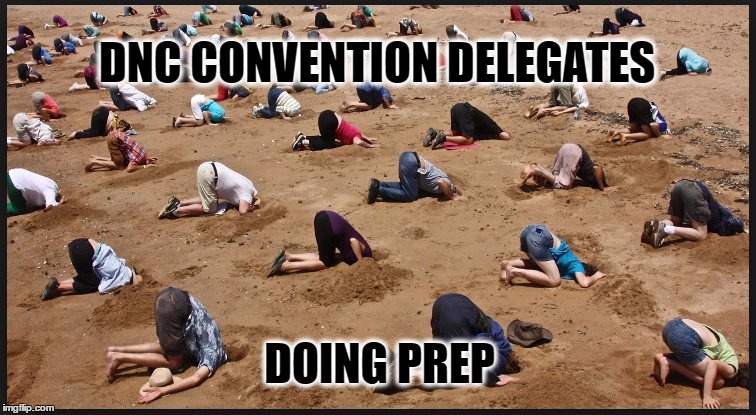DEMOCRATIC RALLY | DNC CONVENTION DELEGATES; DOING PREP | image tagged in democratic rally | made w/ Imgflip meme maker
