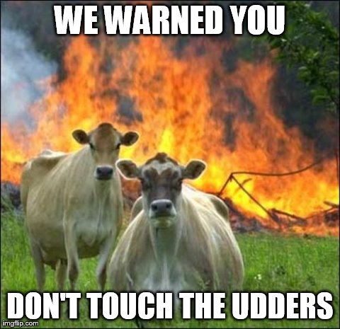Evil Cows | image tagged in memes,evil cows | made w/ Imgflip meme maker