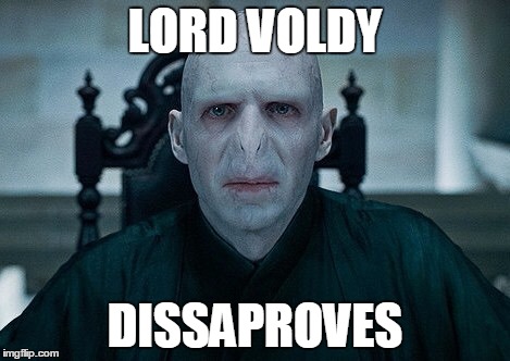 Voldy  | LORD VOLDY; DISSAPROVES | image tagged in voldy | made w/ Imgflip meme maker