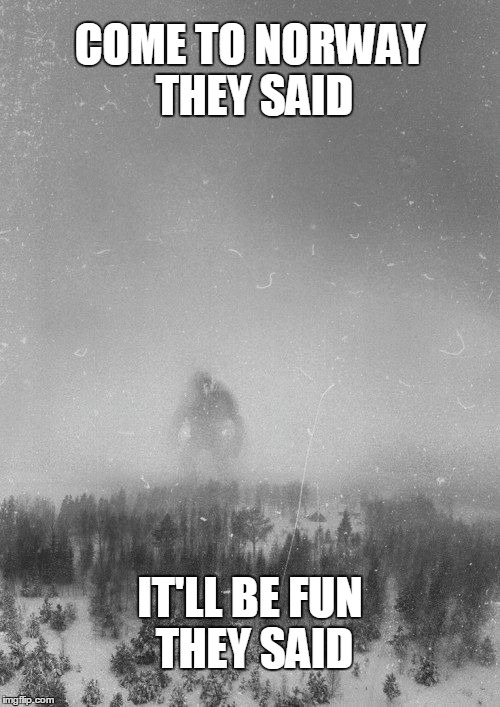 Come to Norway they said | COME TO NORWAY THEY SAID; IT'LL BE FUN THEY SAID | image tagged in norway,trolls | made w/ Imgflip meme maker