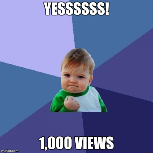Success Kid Meme | YESSSSSS! 1,000 VIEWS | image tagged in memes,success kid | made w/ Imgflip meme maker