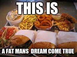 my food life | THIS IS; A FAT MANS  DREAM COME TRUE | image tagged in food | made w/ Imgflip meme maker