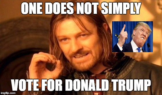 One Does Not Simply | ONE DOES NOT SIMPLY; VOTE FOR DONALD TRUMP | image tagged in memes,one does not simply | made w/ Imgflip meme maker