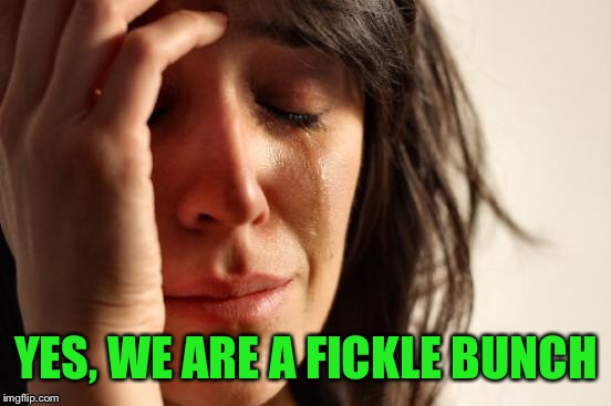 First World Problems Meme | YES, WE ARE A FICKLE BUNCH | image tagged in memes,first world problems | made w/ Imgflip meme maker