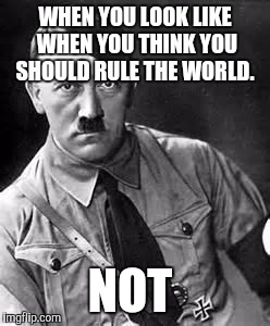 Adolf Hitler | WHEN YOU LOOK LIKE WHEN YOU THINK YOU SHOULD RULE THE WORLD. NOT | image tagged in adolf hitler | made w/ Imgflip meme maker