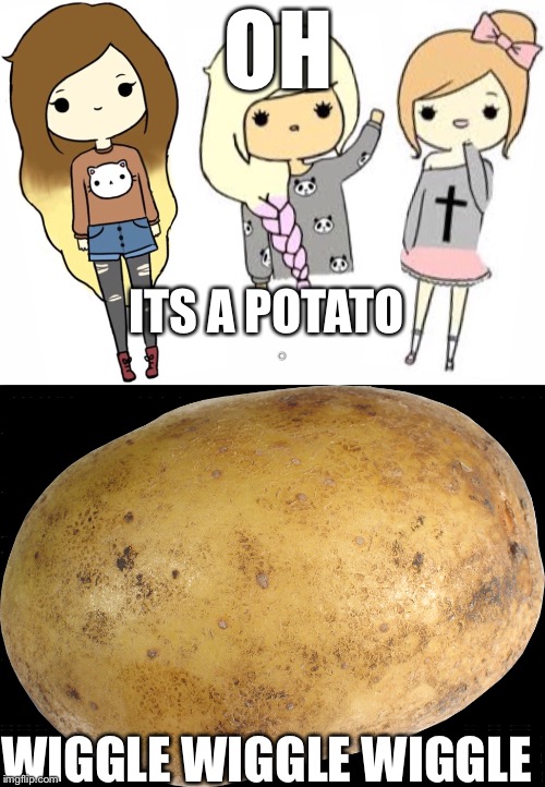 Potato Time!!!!! | OH; ITS A POTATO; WIGGLE WIGGLE WIGGLE | image tagged in potato | made w/ Imgflip meme maker