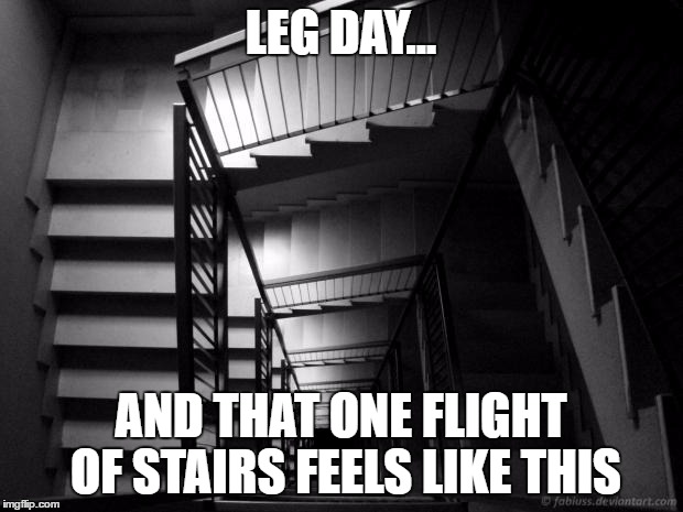What all stairs look like after leg day | LEG DAY... AND THAT ONE FLIGHT OF STAIRS FEELS LIKE THIS | image tagged in what all stairs look like after leg day | made w/ Imgflip meme maker