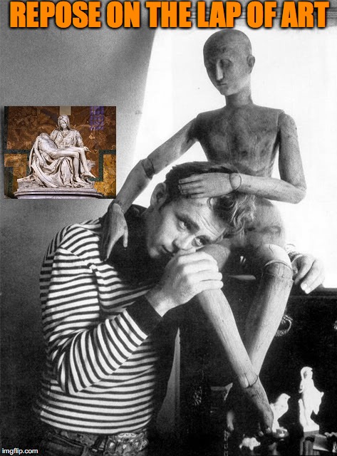 Pietà For Dean | REPOSE ON THE LAP OF ART | image tagged in james dean,idol,screen,michelangelo | made w/ Imgflip meme maker