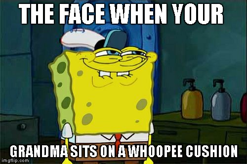 Don't You Squidward | THE FACE WHEN YOUR; GRANDMA SITS ON A WHOOPEE CUSHION | image tagged in memes,dont you squidward | made w/ Imgflip meme maker