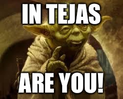 yoda | IN TEJAS; ARE YOU! | image tagged in yoda | made w/ Imgflip meme maker