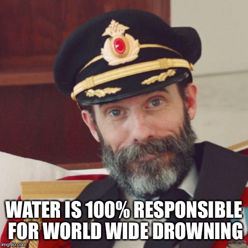 Captain Obvious | WATER IS 100% RESPONSIBLE FOR WORLD WIDE DROWNING | image tagged in captain obvious | made w/ Imgflip meme maker