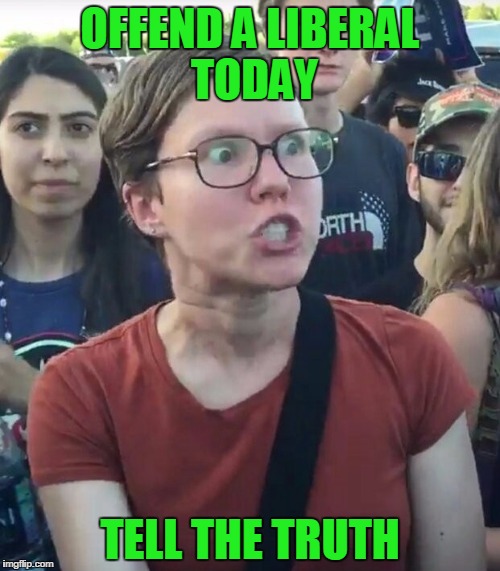 super_triggered | OFFEND A LIBERAL TODAY; TELL THE TRUTH | image tagged in super_triggered | made w/ Imgflip meme maker