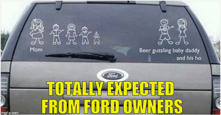 TOTALLY EXPECTED FROM FORD OWNERS | image tagged in ford,homewrecker,fordsucks,losers,white trash,trashy women | made w/ Imgflip meme maker