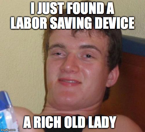10 Guy | I JUST FOUND A LABOR SAVING DEVICE; A RICH OLD LADY | image tagged in memes,10 guy | made w/ Imgflip meme maker