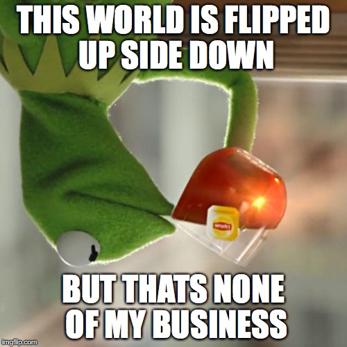 But That's None Of My Business Meme | THIS WORLD IS FLIPPED UP SIDE DOWN; BUT THATS NONE OF MY BUSINESS | image tagged in memes,but thats none of my business,kermit the frog | made w/ Imgflip meme maker