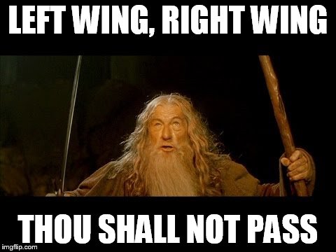 LEFT WING, RIGHT WING THOU SHALL NOT PASS | made w/ Imgflip meme maker
